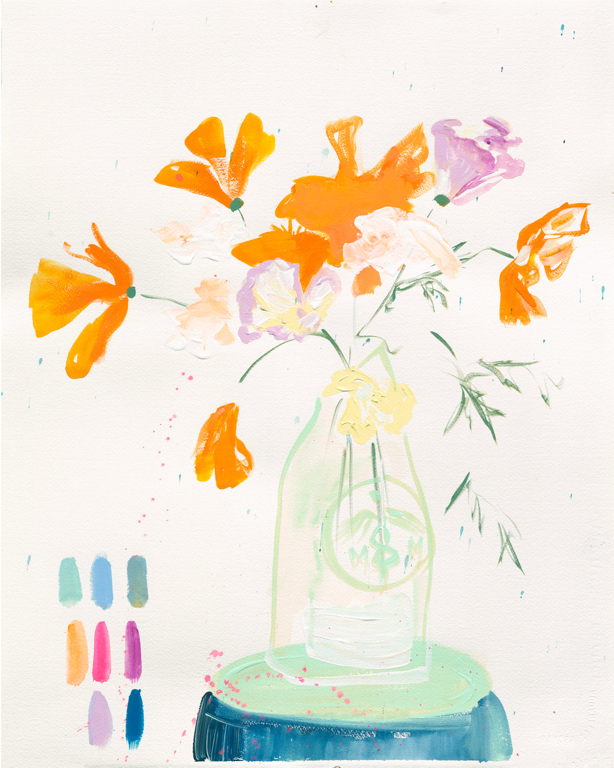 certified milk vase with poppies; editioned print