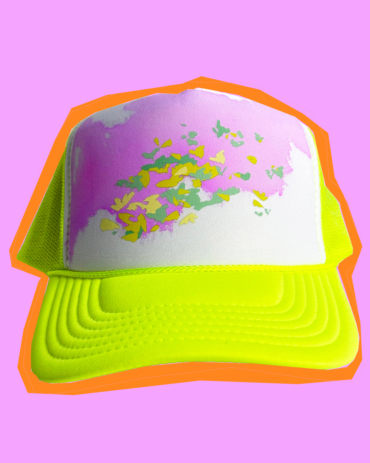 kaleidoscope on neon yellow; one of a kind + signed