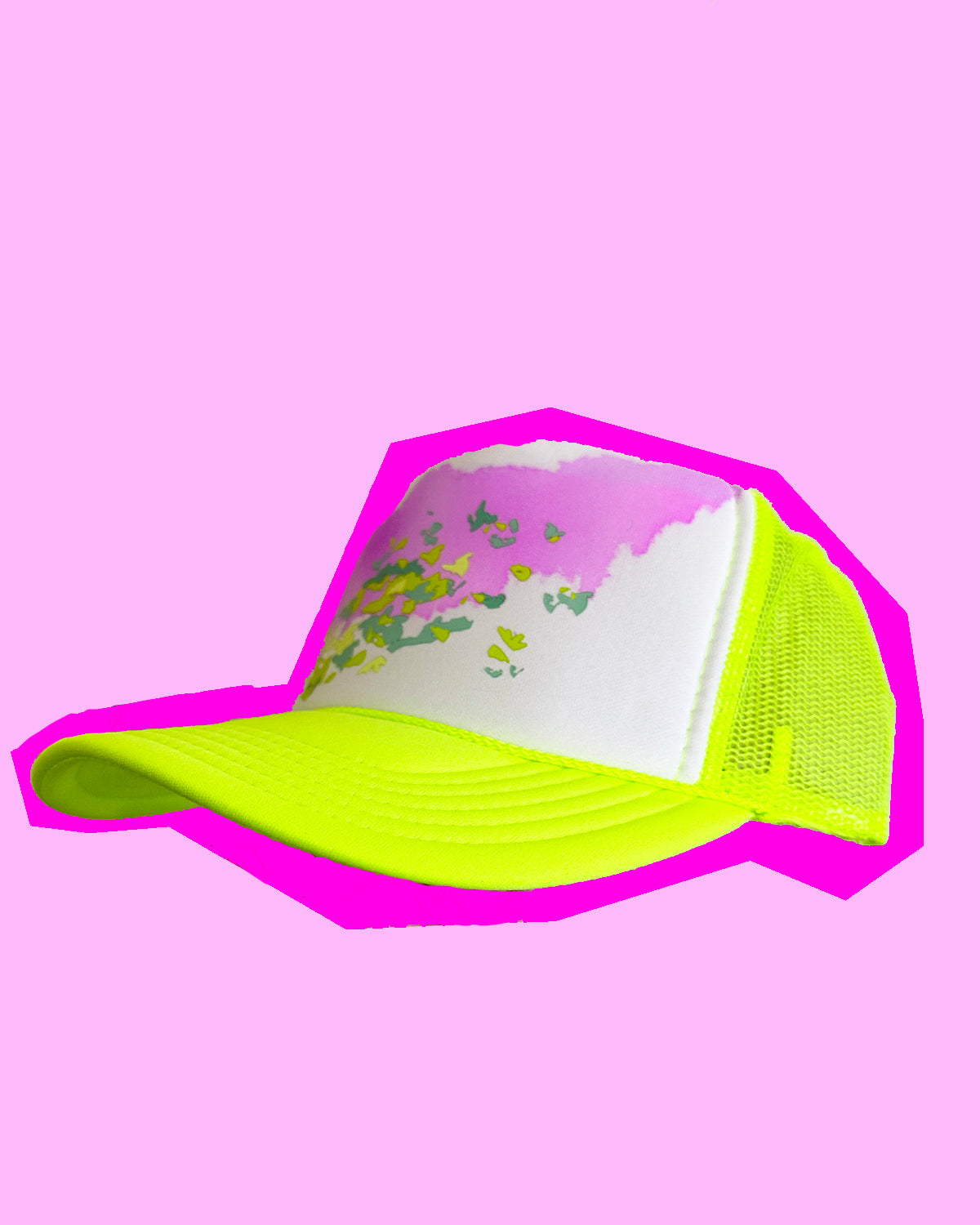 kaleidoscope on neon yellow; one of a kind + signed